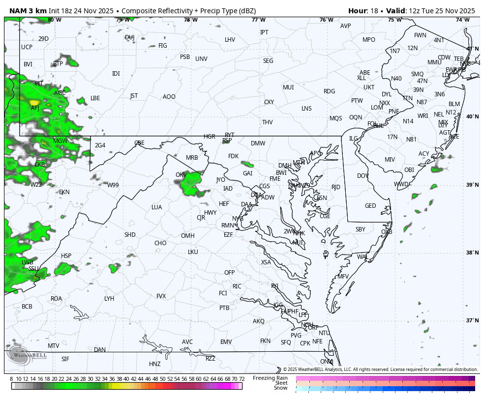 November 24 weather rain radar Tuesday
