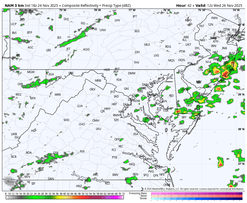 November 24 weather storm radar Wednesday