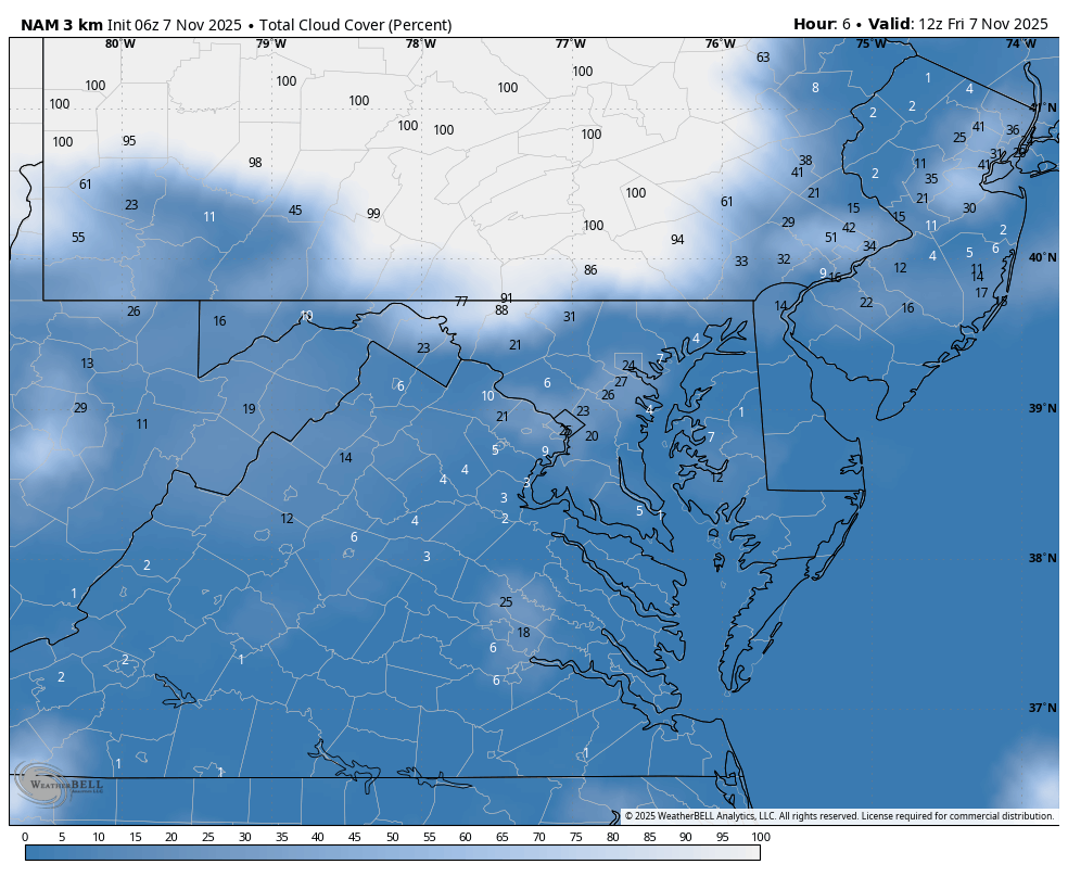 November 7 weather cloud forecast Friday