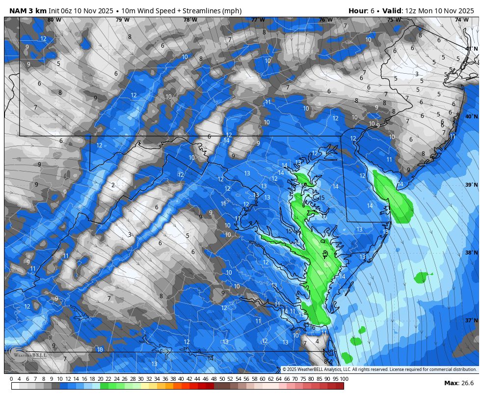 November 10 weather wind forecast