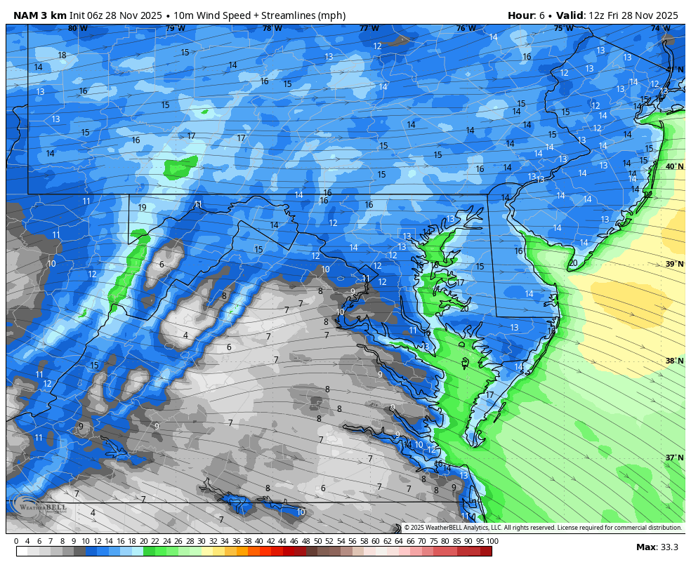 November 28 weather wind forecast Friday