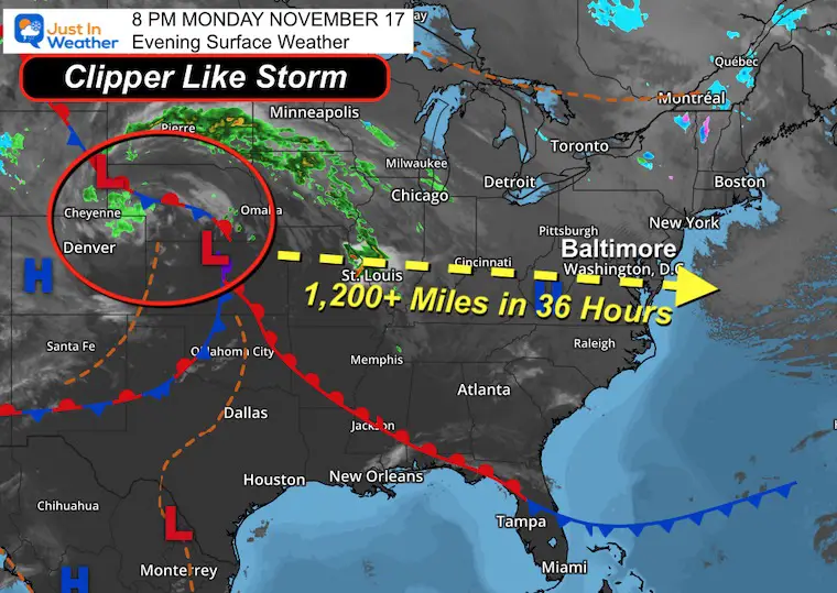 November 17 weather storm Monday evening