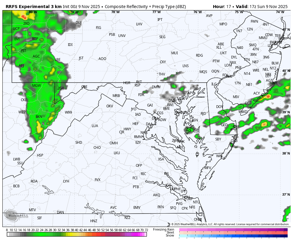 November 9 weather forecast radar Sunday