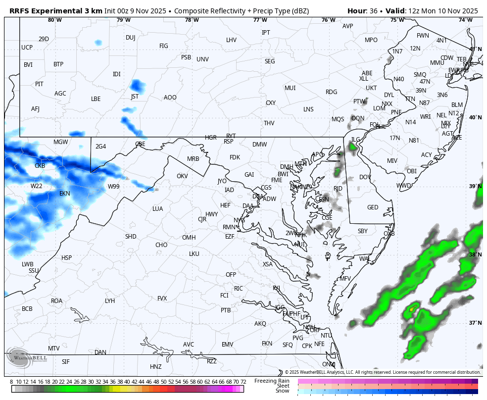 November 10 weather snow radar Monday