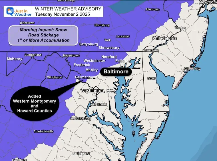 December 1 Winter Weather Advisory Expanded