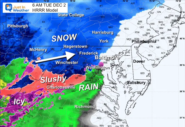 December 1 weather storm forecast Radar Tuesday 6 AM