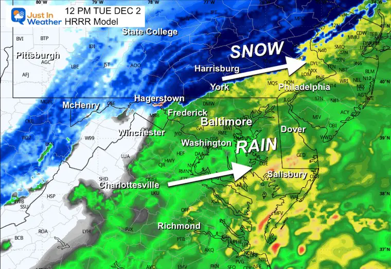 December 1 weather storm forecast Radar Tuesday Noon