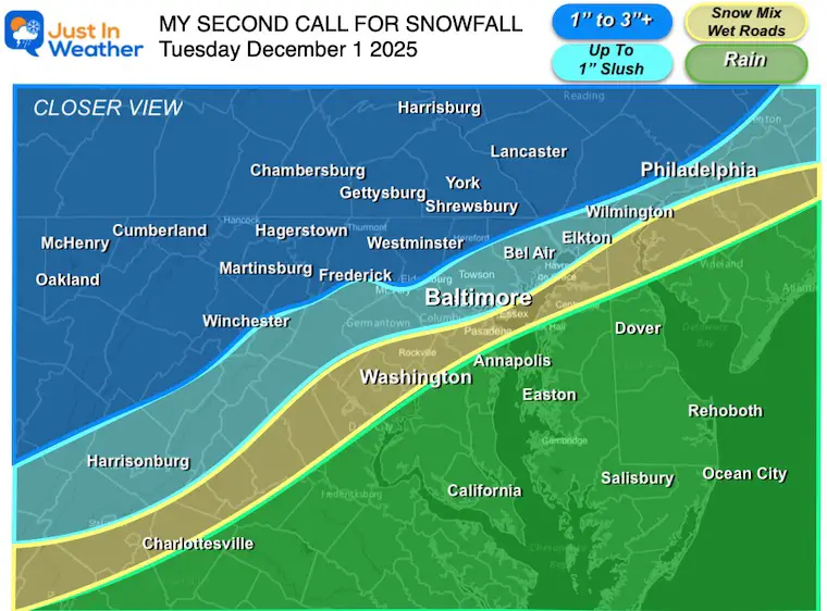 December 1 My Call For Snowfall Totals