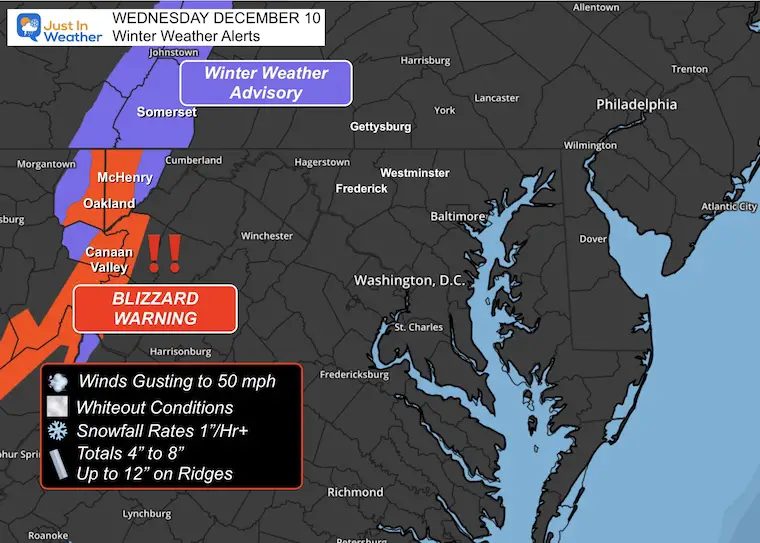 December 10 Blizzard Warning Maryland