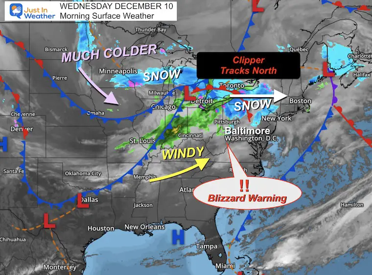 December 10 weather blizzard clipper Wednesday