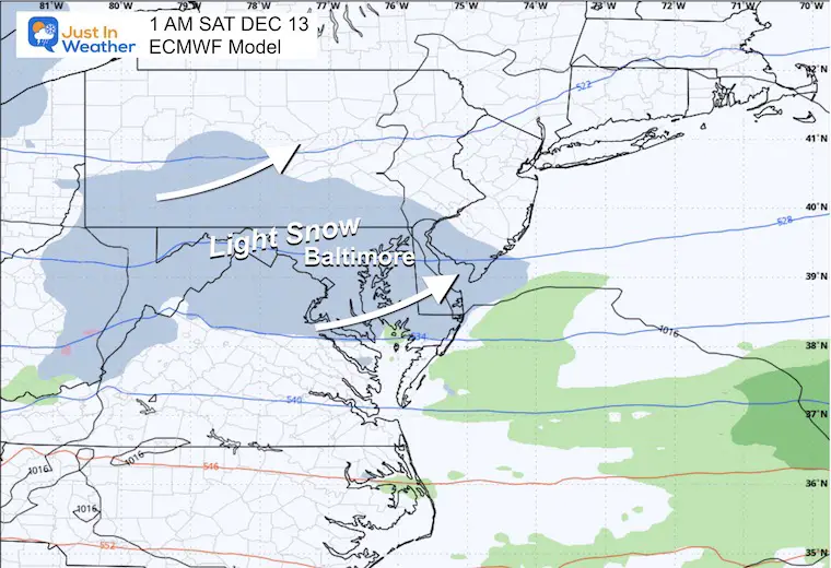 December 10 weather snow Saturday