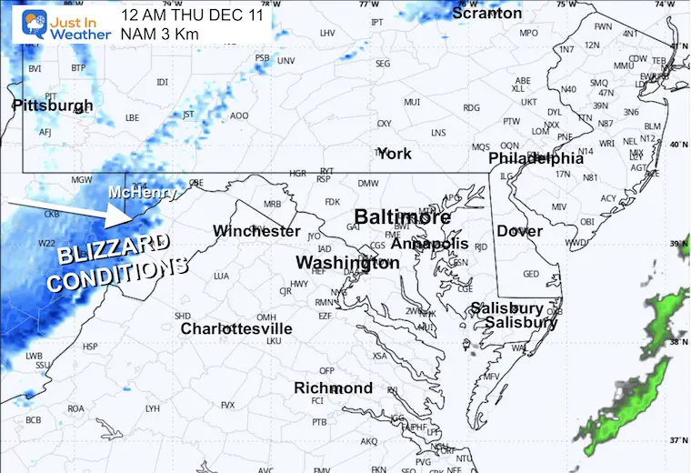 December 10 weather rain snow forecast midnight