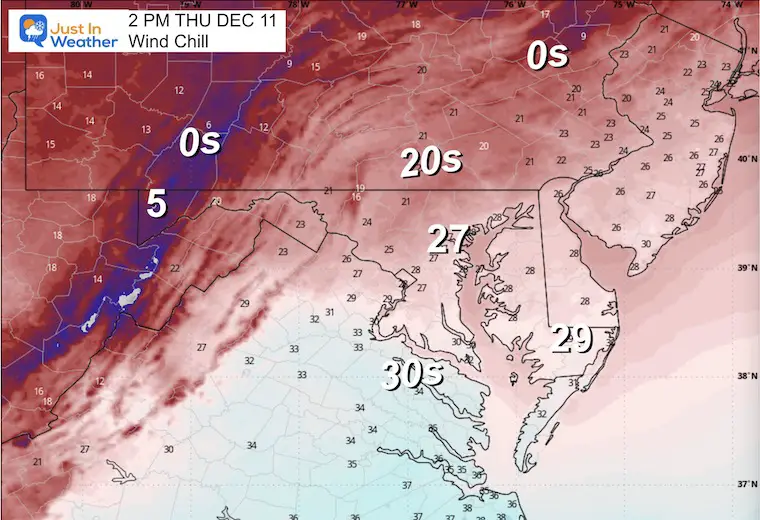 December 10 weather forecast wind chill Thursday afternoon