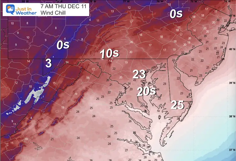 December 10 weather forecast wind chill Thursday morning