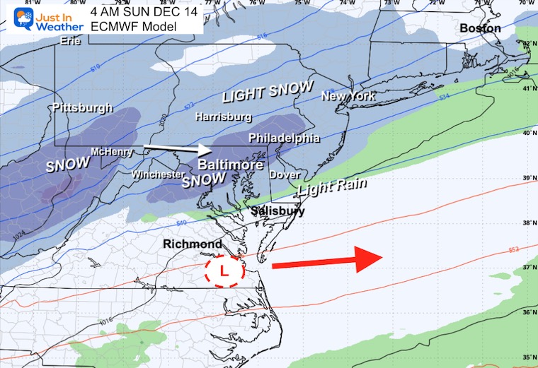 December 11 weather snow forecast ECMWF Model Sunday 4 AM