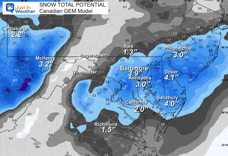December 11 weather snow forecast total Canadian GEM