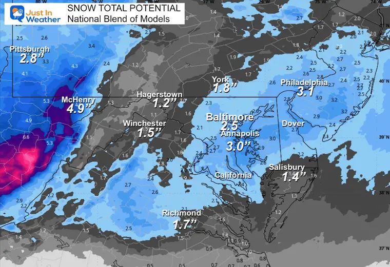 December 11 weather snow forecast total National Blend of Models