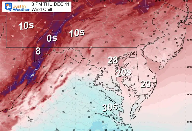 December 11 weather forecast wind chill Thursday afternoon