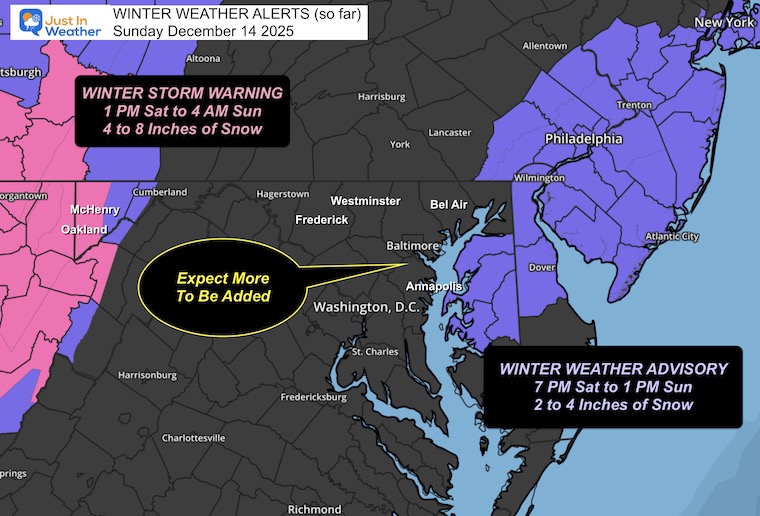 December 12 Winter Storm Warning Advisory Sunday