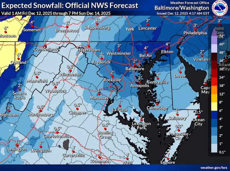 December 12 weather snow forecast National Weather Service