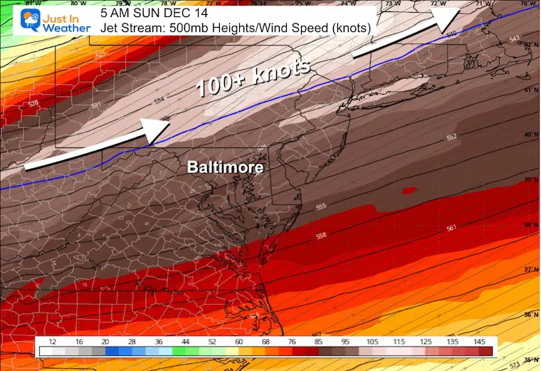 December 12 weather jet stream 5 AM Sunday