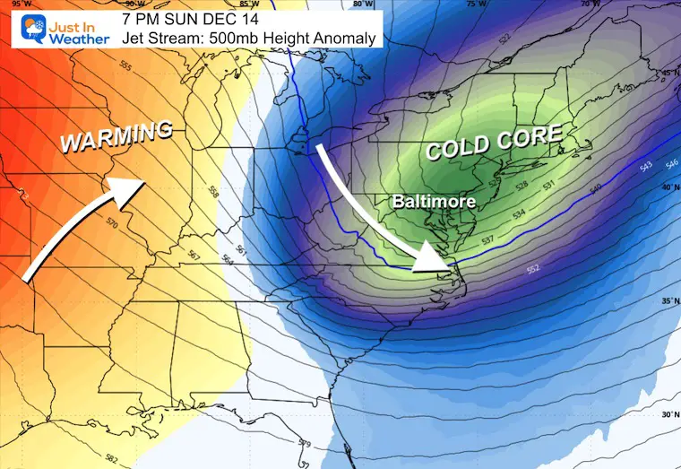 December 12 weather jet stream forecast Sunday night