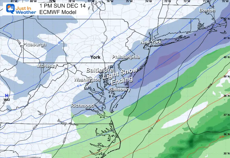 December 12 weather storm snow forecast Sunday 1 PM