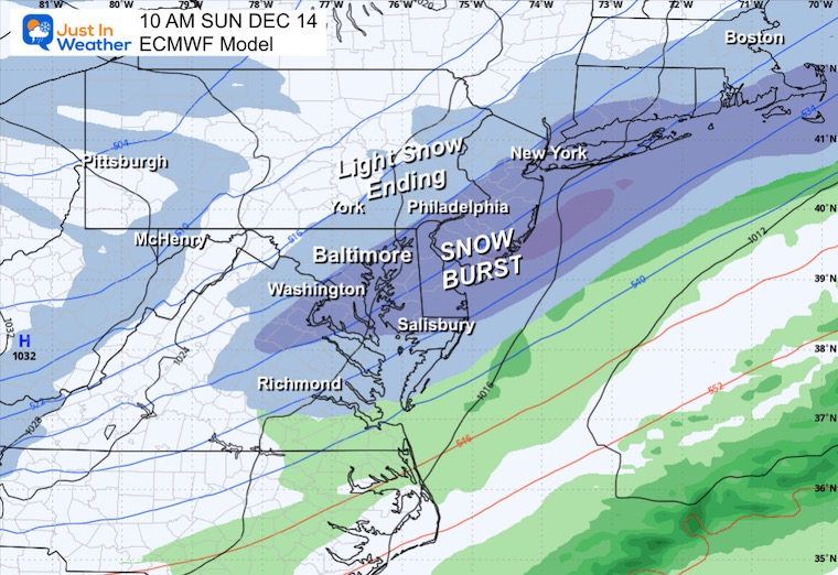 December 12 weather storm snow forecast Sunday 9 AM