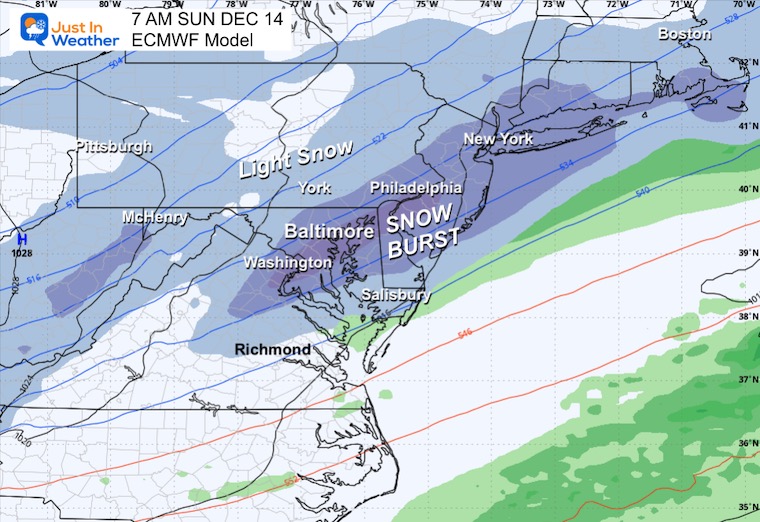 December 12 weather storm snow forecast Sunday 7 AM