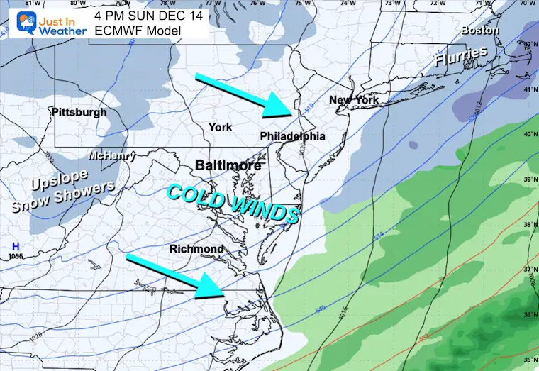 December 12 weather forecast snow Sunday Afternoon ECMWF