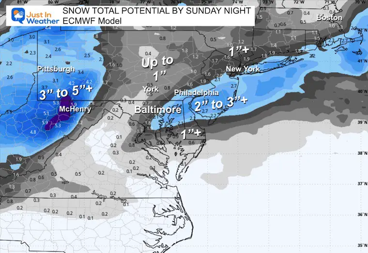 December 12 weather snow forecast Total ECMWF