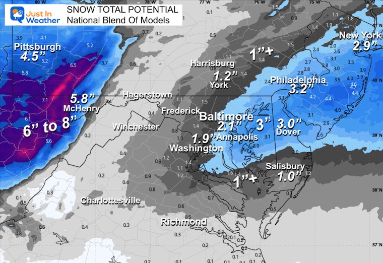 December 12 weather snow forecast Sunday National Blend of Models