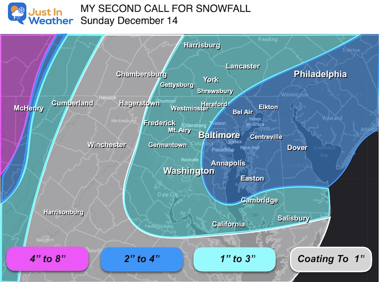 December 12 weather snow forecast Sunday my second call