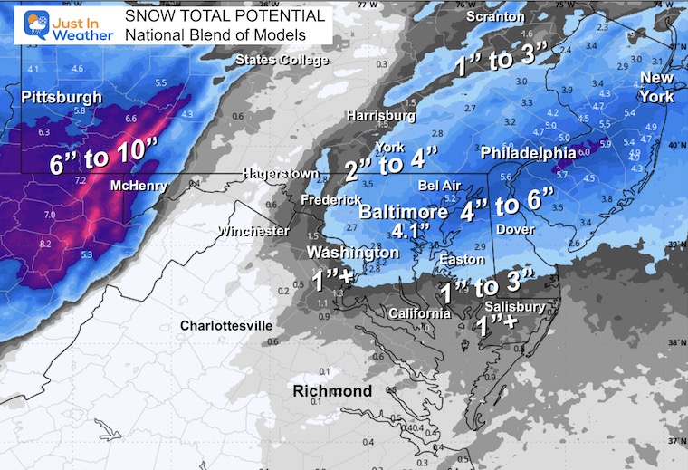 December 13 weather snow total forecast National Blend of Models