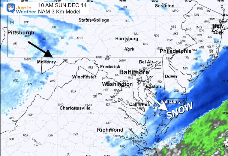 December 13 weather snow radar forecast Sunday 10 AM