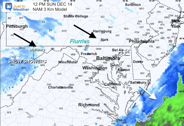 ScreenshotDecember 13 weather snow radar forecast Sunday 12 PM