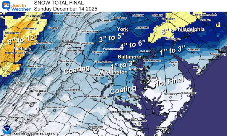 December 14 weather snow total Sunday