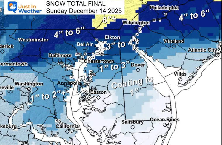 December 14 weather snow spotter report Delmarva