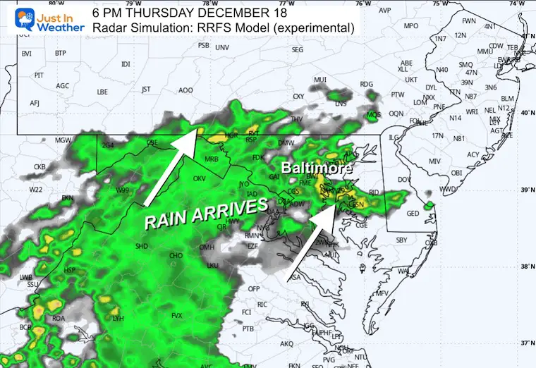 December 17 weather rain radar Thursday evening