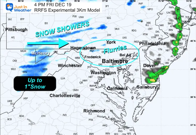 December 18 weather storm radar Friday afternoon 4 PM