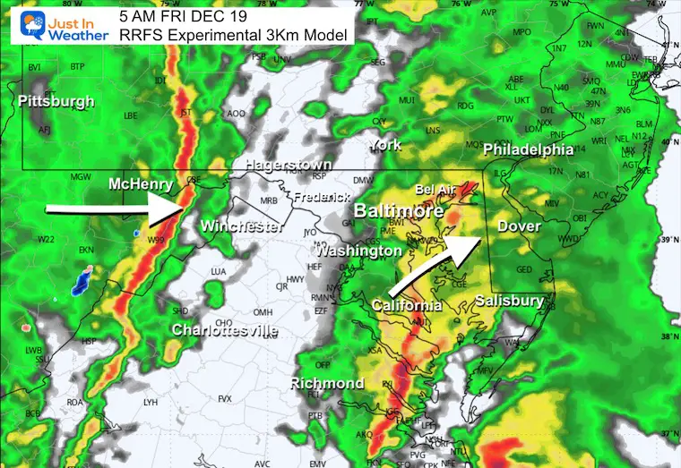December 18 weather storm radar Friday morning 5 am