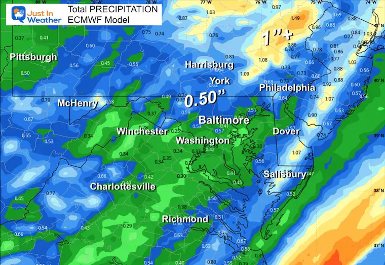December 18 weather forecast rain total ECMWF Model
