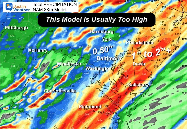 December 18 weather forecast rain total NAM Model