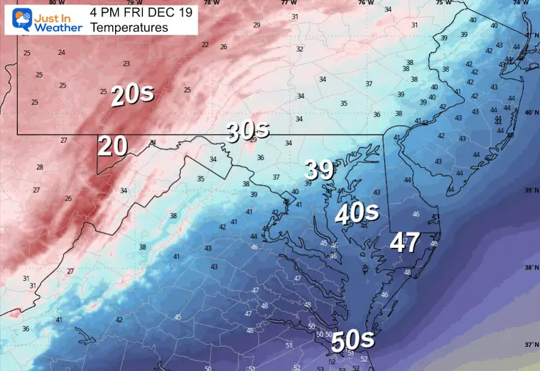 December 18 weather Friday afternoon temperatures