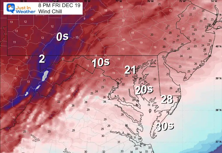 December 18 weather wind chill Friday evening