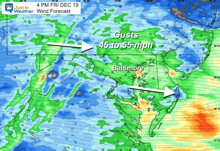 December 18 weather Friday afternoon winds