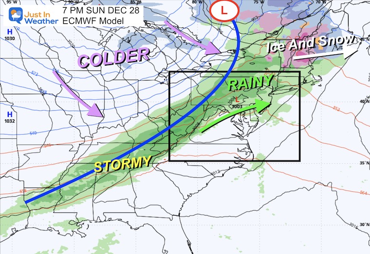 December 23 weather storm map Sunday