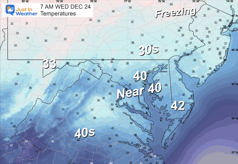 December 23 weather temperatures Wednesday morning