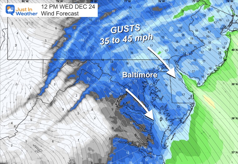 December 23 weather Wednesday wind