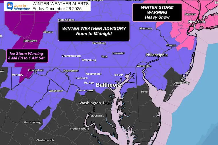 December 26 winter weather advisory ice storm Friday